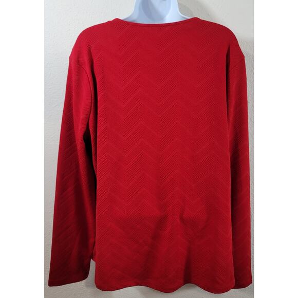 Cato Red Chevron Print Raised Textured Top XL Lightweight Soft Stretchy - Picture 3 of 5